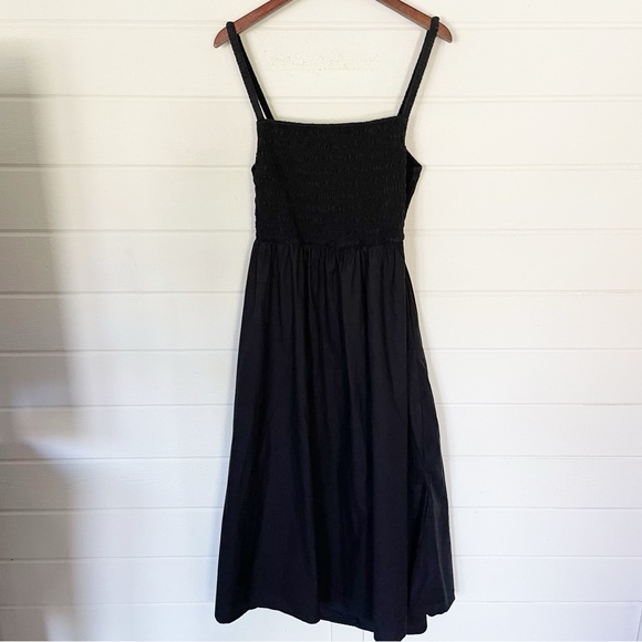 Old Navy Open Back Smocked-Bodice Black Cotton-Poplin Midi Fit&Flare Dress XL - Picture 4 of 12